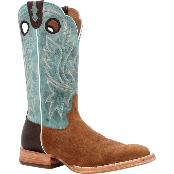 Durango Western Boot, 9 M, Leather, 13 in H, Whiskey Tobacco/Aqua DDB0467 - main